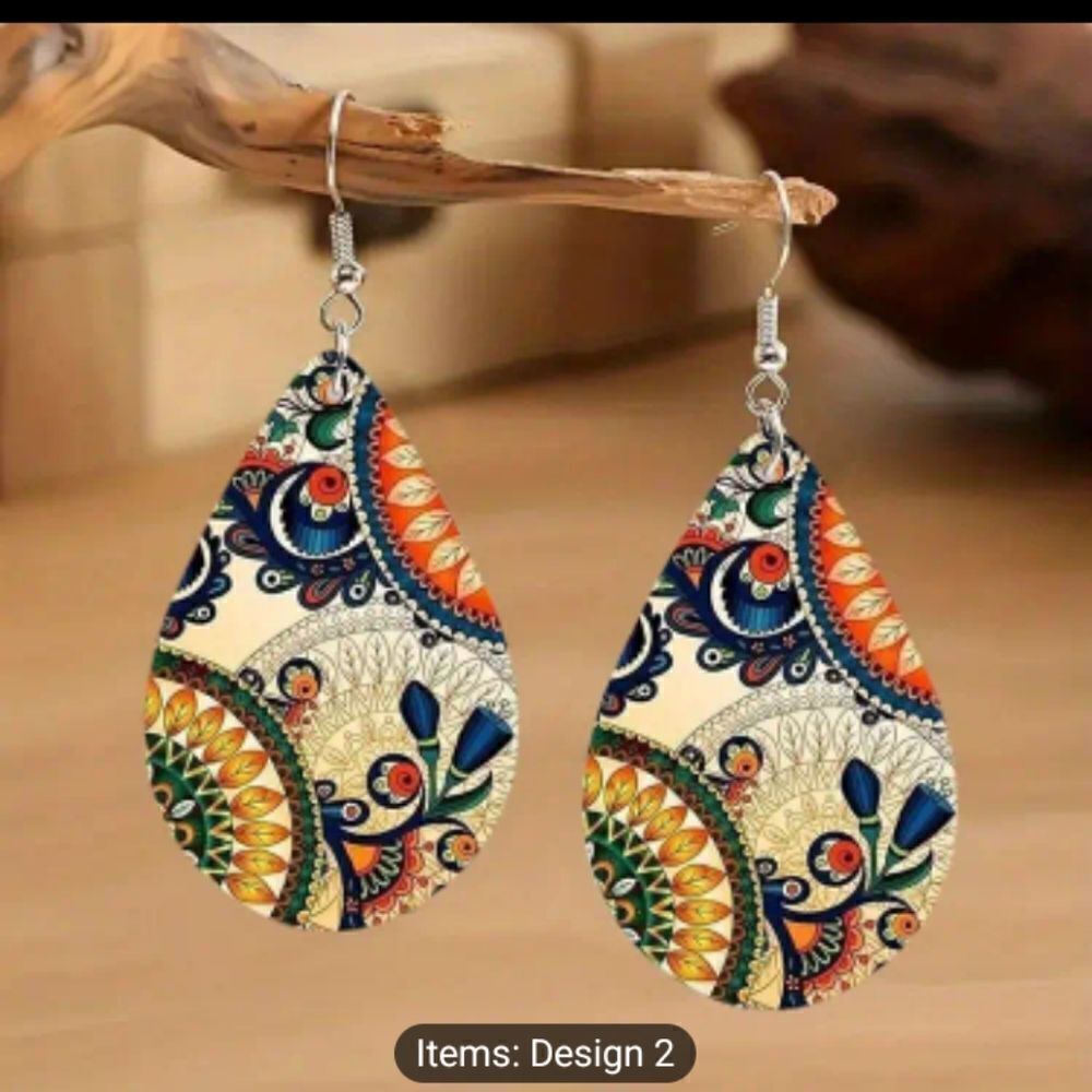 Earrings Bohemian gradient rhombus new dangle e39‎